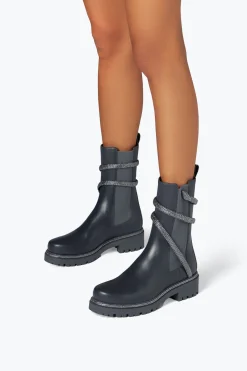 Botte Cleo grise avec cristaux argentés 25