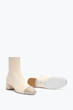 Bottine Bonnie en cuir ivoire avec cristaux dorés 40
