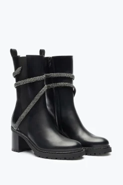Bottine Cleo Noire Avec Cristaux 60