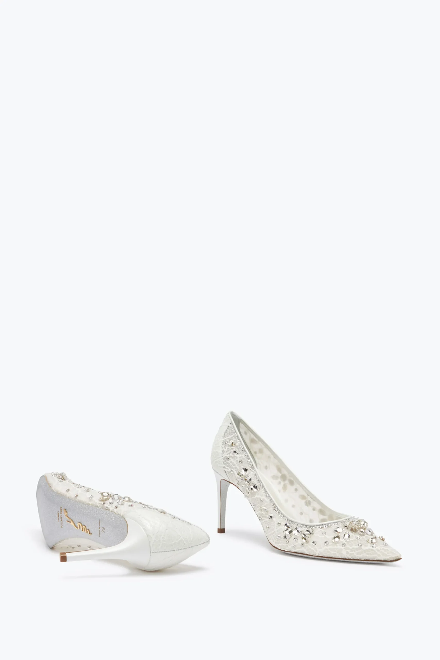 Escarpin Cinderella Blanc Avec Cristaux 80