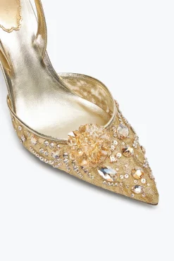 Escarpin slingback Cinderella doré 80
