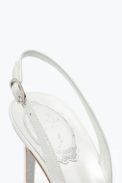 Escarpin slingback Cinderella blanc avec cristaux 80