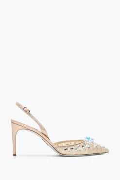 Escarpin slingback Cinderella miel avec cristaux 80