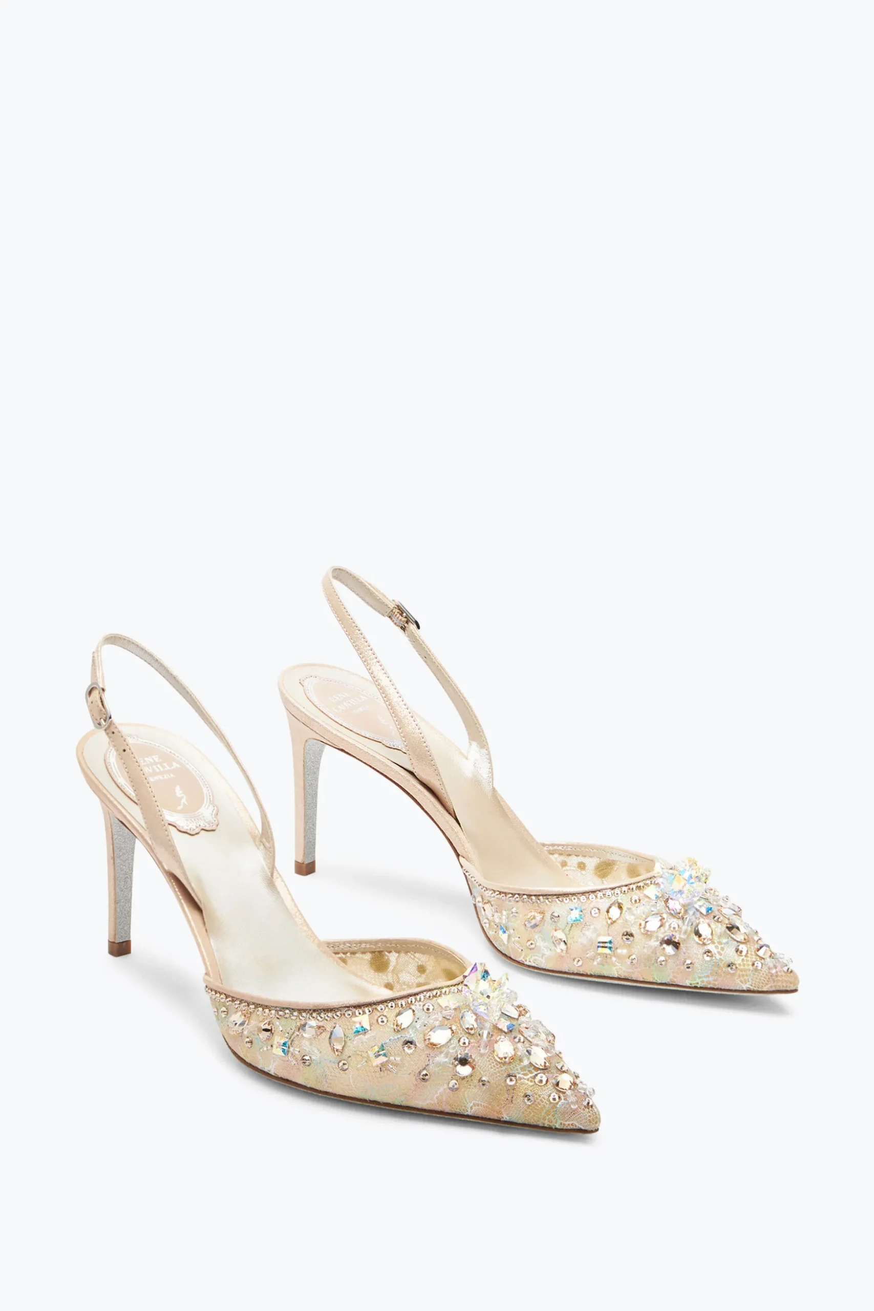 Escarpin slingback Cinderella miel avec cristaux 80