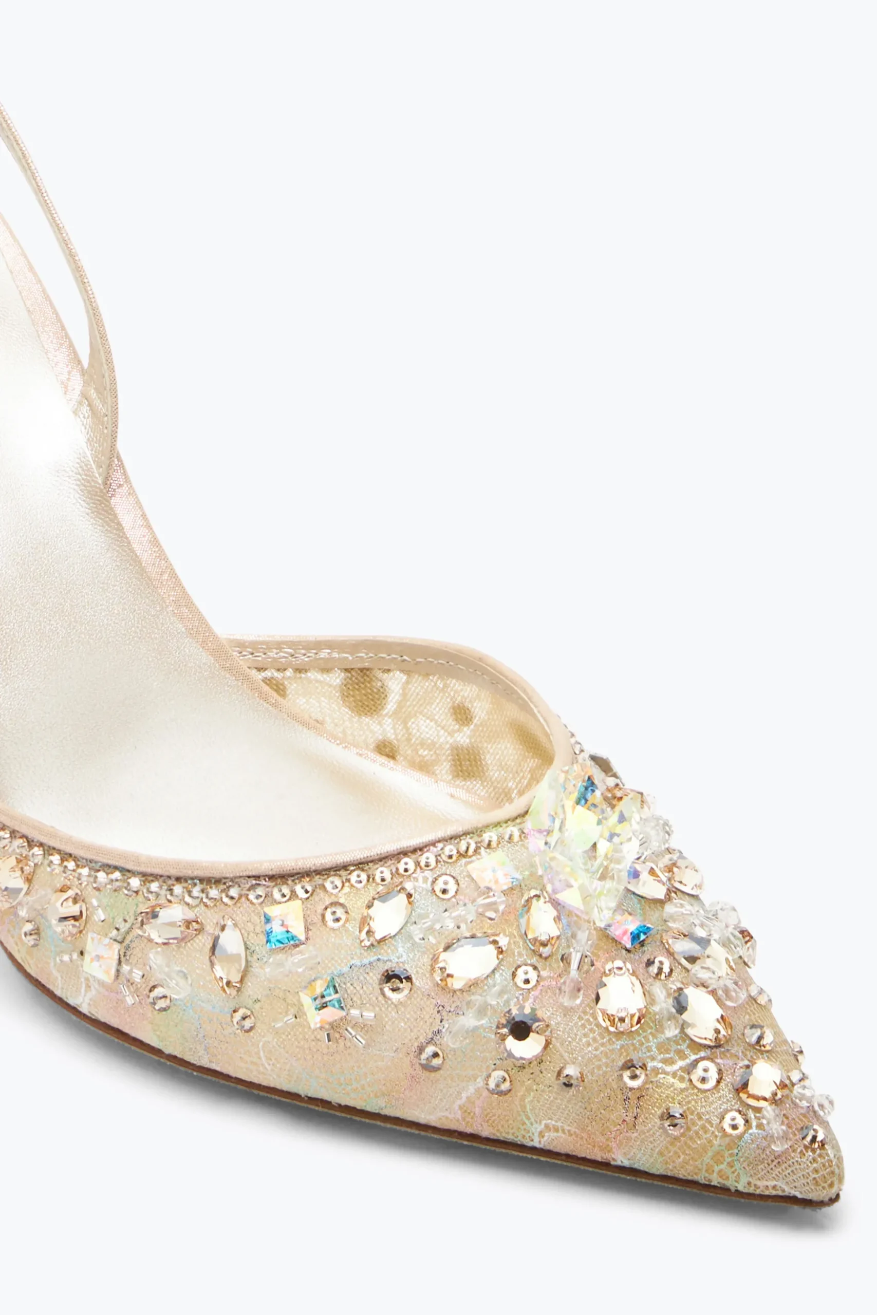 Escarpin slingback Cinderella miel avec cristaux 80