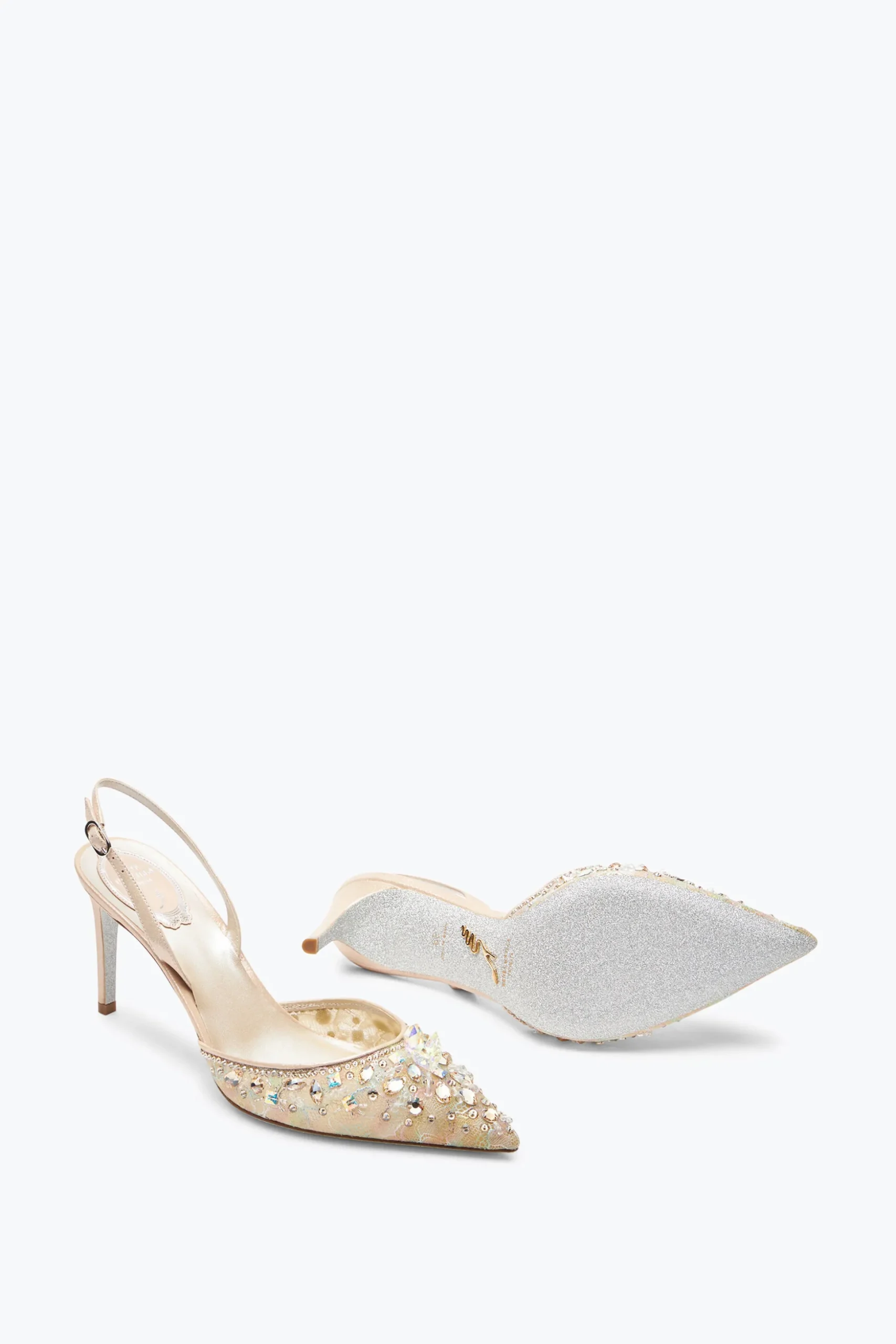 Escarpin slingback Cinderella miel avec cristaux 80