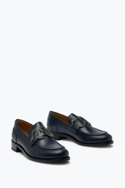 Mocassin Morgana Bleu avec Cristal Mat Noir 20