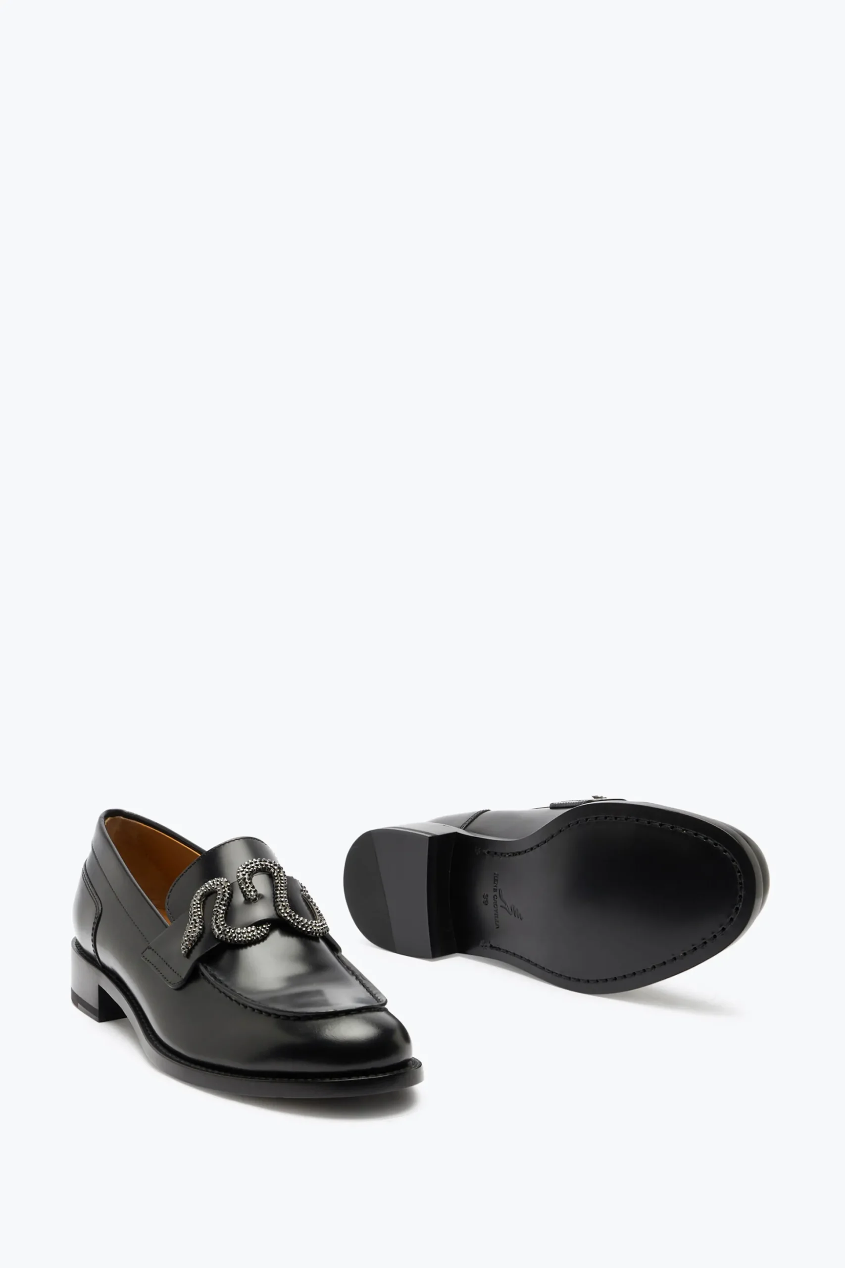 Mocassin Morgana Noir avec Cristal Mat Noir 20
