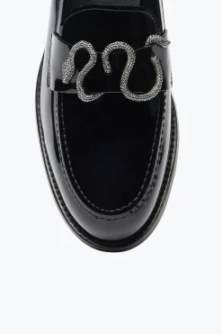 Mocassin Morgana noir verni avec cristaux 20