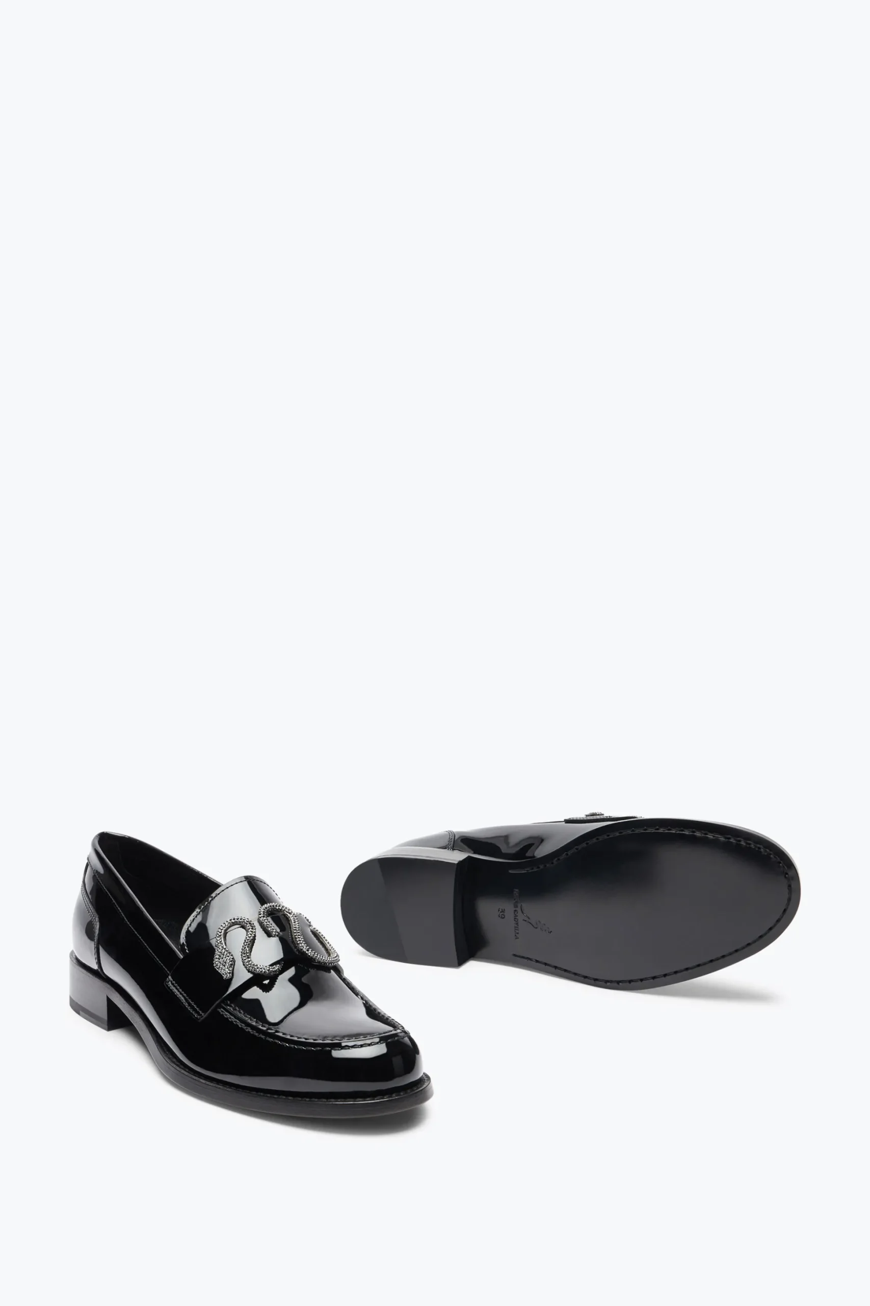 Mocassin Morgana noir verni avec cristaux 20