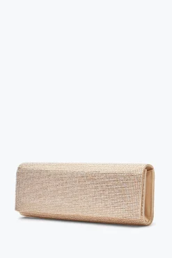 Pochette Zafira or avec cristaux all-over