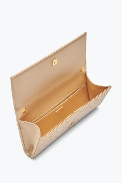 Pochette Zafira or avec cristaux all-over