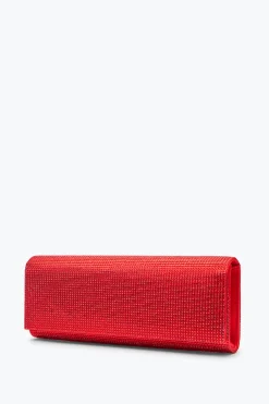 Pochette Zafira rouge avec cristaux all-over