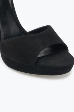 Sandale à plateau Margot en daim noir et or 120