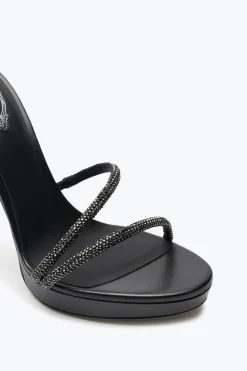 Sandale À Plateforme Margot Noire Avec Cristaux 120