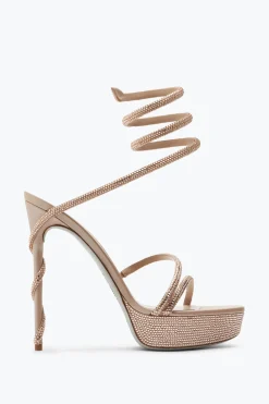 Sandale À Plateforme Margot Beige Avec Cristaux 130