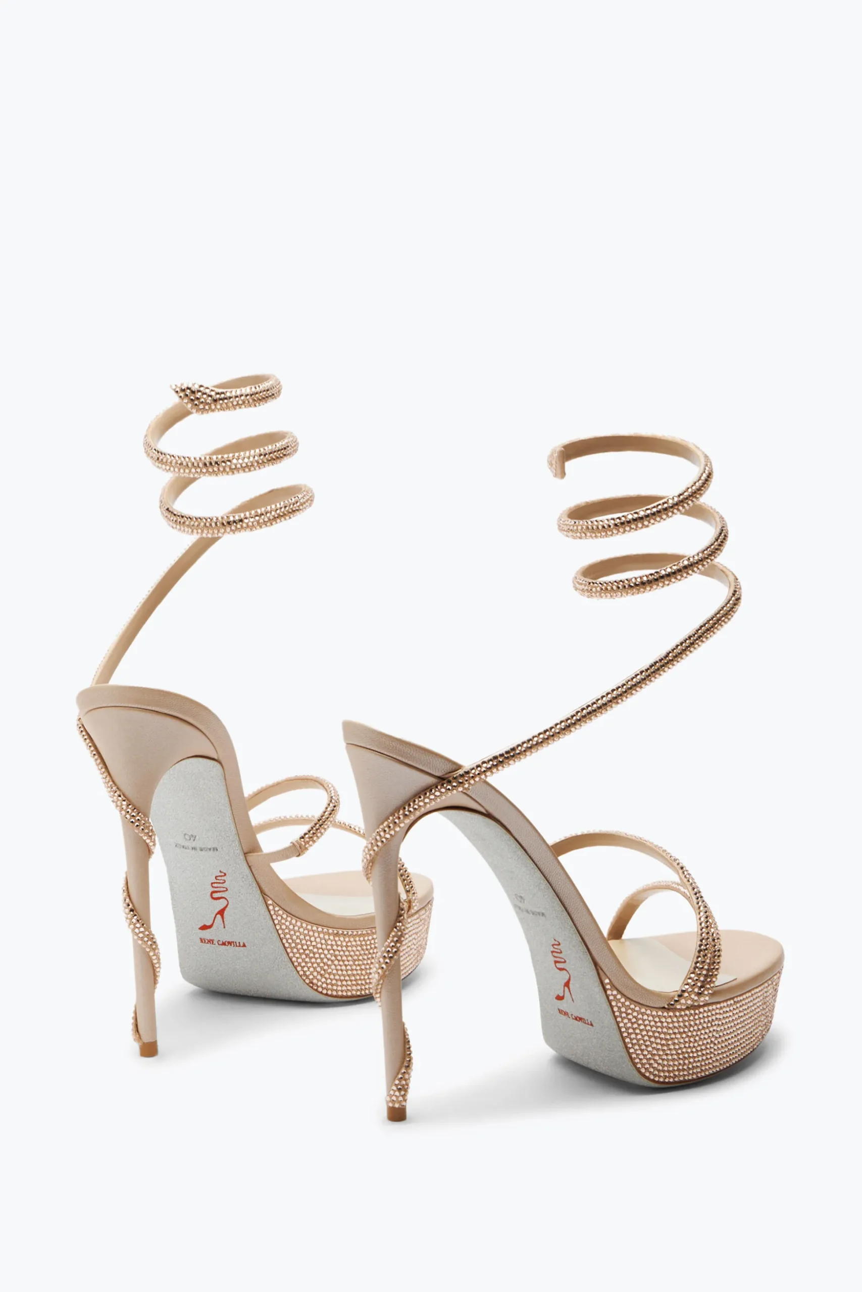 Sandale À Plateforme Margot Beige Avec Cristaux 130