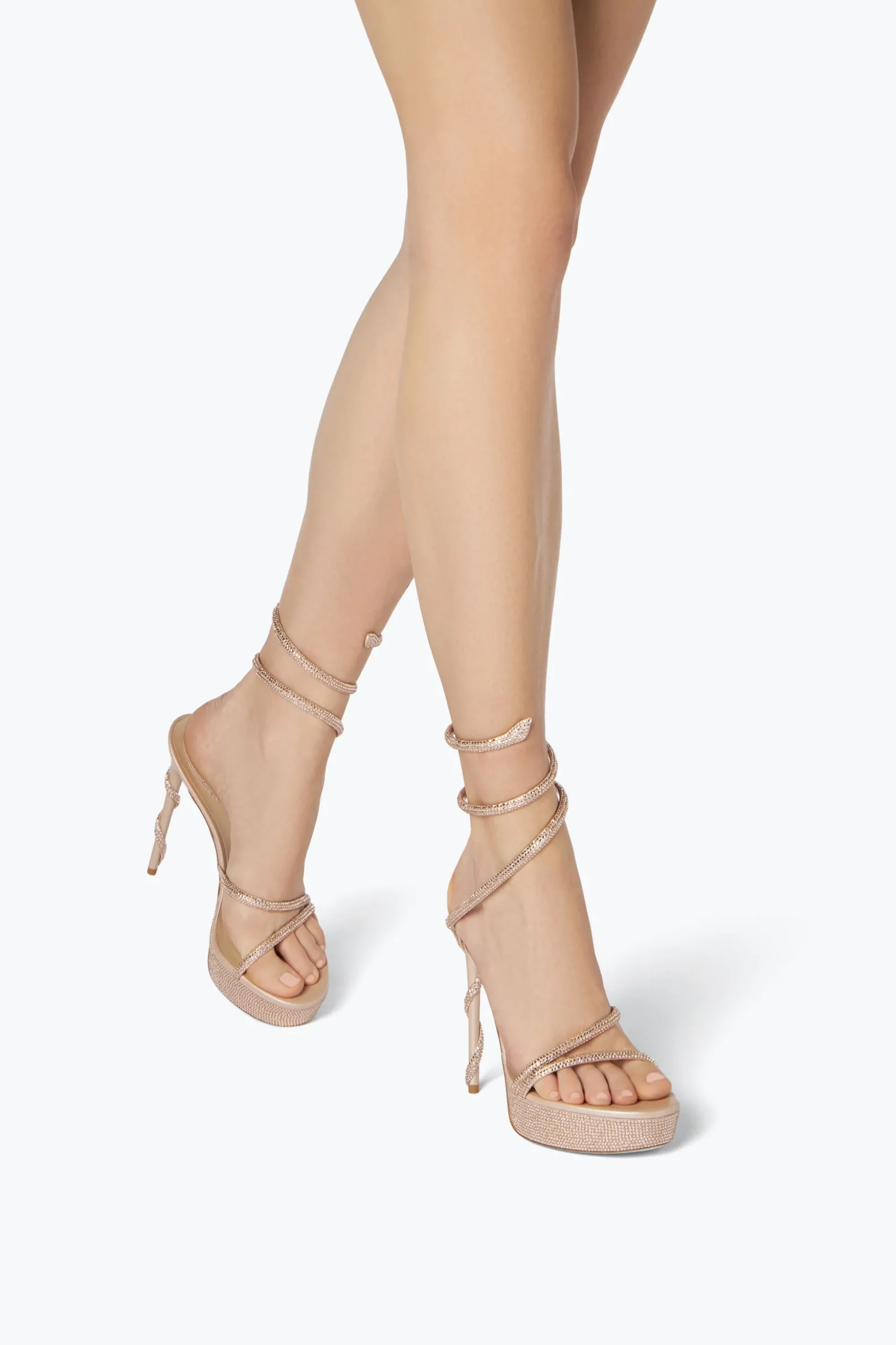 Sandale À Plateforme Margot Beige Avec Cristaux 130