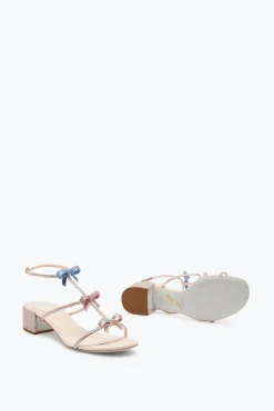 Sandale Caterina pêche avec cristaux multicolores 40