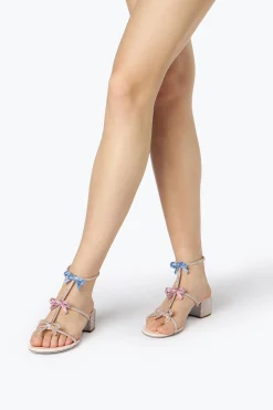 Sandale Caterina pêche avec cristaux multicolores 40