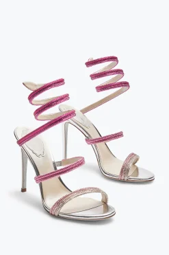 Sandale Cleo argentée avec dégradé rose de cristaux 105