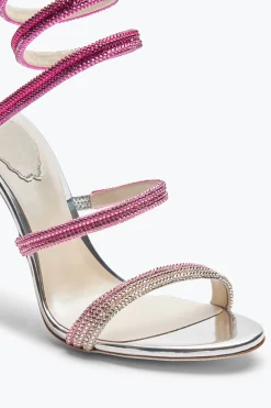 Sandale Cleo argentée avec dégradé rose de cristaux 105
