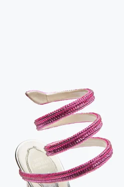 Sandale Cleo argentée avec dégradé rose de cristaux 105