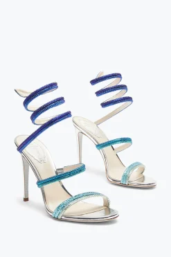 Sandale Cleo argentée avec dégradé bleu de cristaux 105