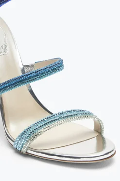 Sandale Cleo argentée avec dégradé bleu de cristaux 105