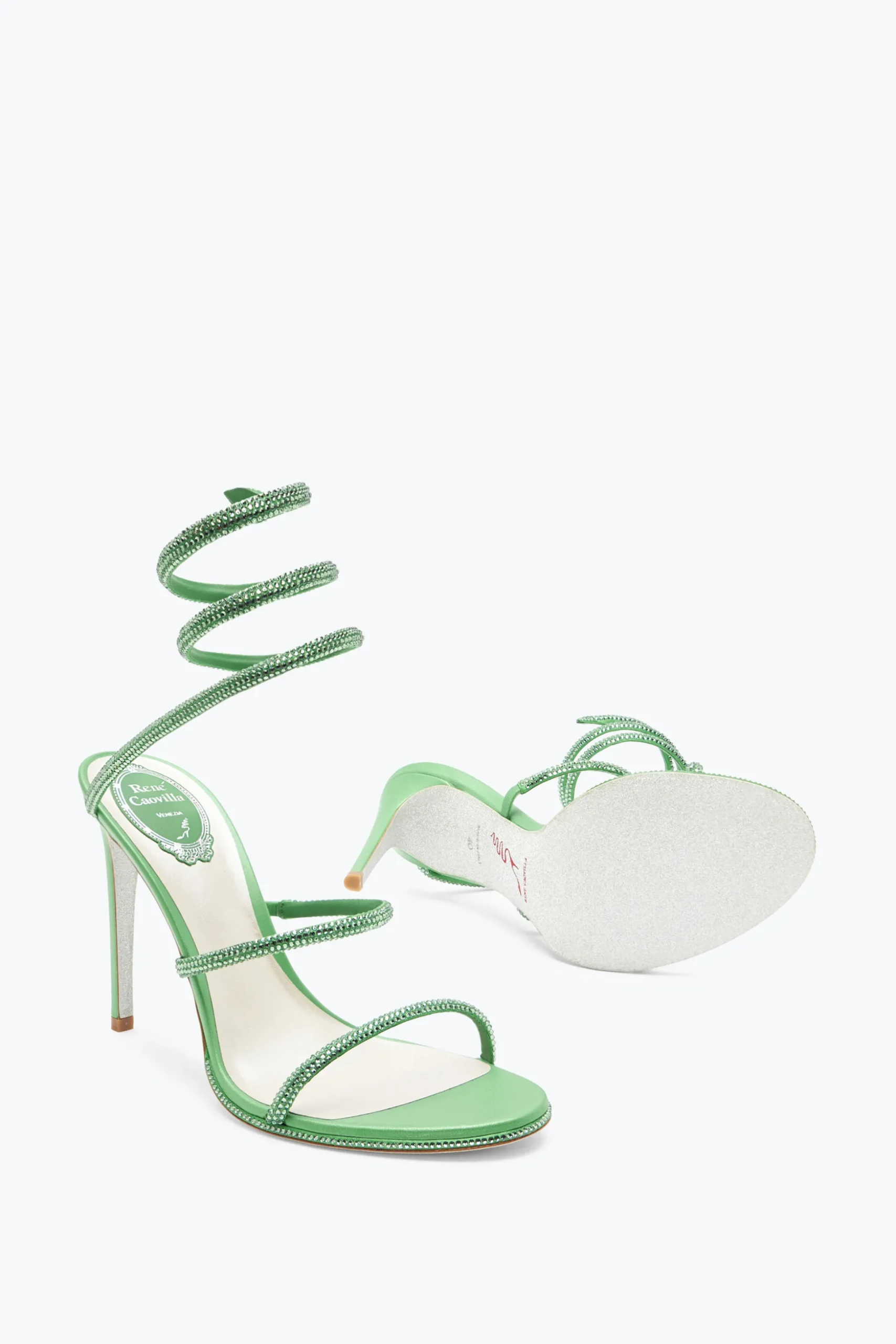 Sandale Cleo vert menthe avec cristaux 105