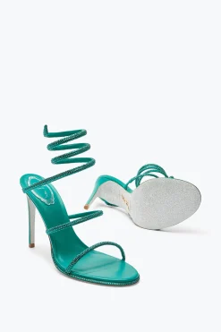 Sandale Cleo vert émeraude avec cristaux 105