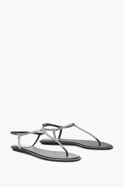 SANDALE DIANA NOIRE AVEC CRISTAUX BAGUETTE