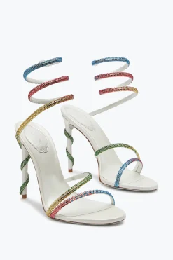 Sandale Margot blanche avec cristaux arc-en-ciel 105