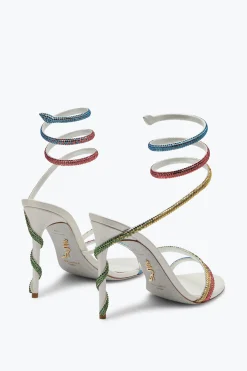 Sandale Margot blanche avec cristaux arc-en-ciel 105
