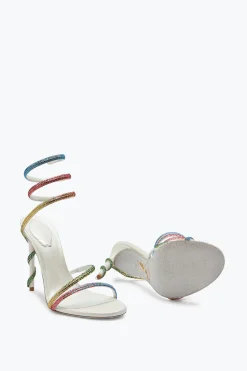 Sandale Margot blanche avec cristaux arc-en-ciel 105