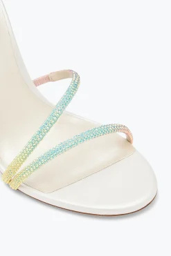 Sandale Margot Burano blanche avec dégradé de cristaux 105