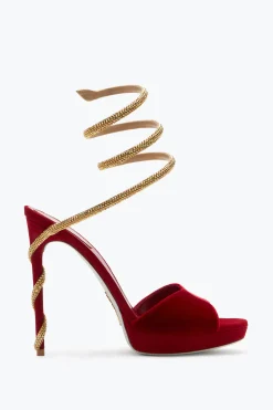 Sandale Margot En Velours Rouge 120