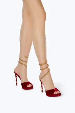 Sandale Margot En Velours Rouge 120