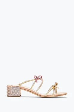 Sandale mule Caterina pêche avec cristaux 40