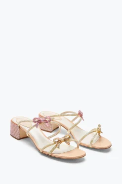 Sandale mule Caterina pêche avec cristaux 40