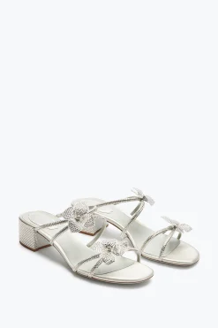Sandale mule Floriane argentée avec fleurs 40