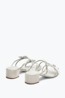 Sandale mule Floriane argentée avec fleurs 40