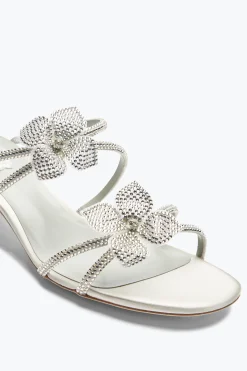 Sandale mule Floriane argentée avec fleurs 40
