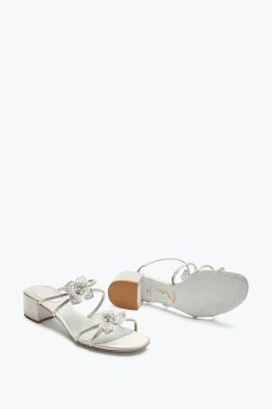 Sandale mule Floriane argentée avec fleurs 40