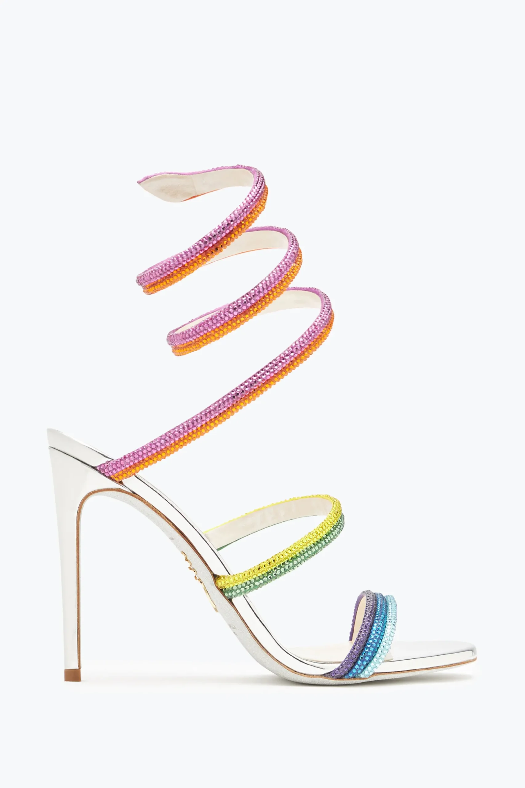 Sandale Rainbow argentée avec cristaux multicolores 105