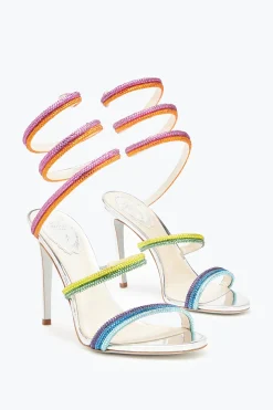 Sandale Rainbow argentée avec cristaux multicolores 105