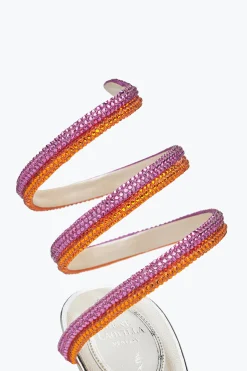 Sandale Rainbow argentée avec cristaux multicolores 105