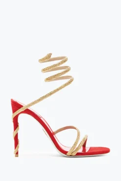 Sandales Bijoux En Rouge À Talon Margot
