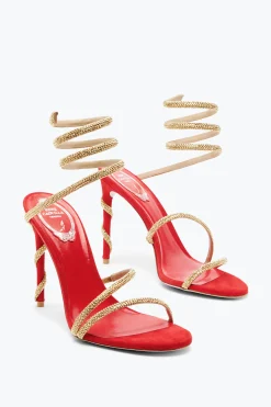 Sandales Bijoux En Rouge À Talon Margot