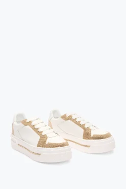 SNEAKER XTRA BLANC-OR AVEC CRISTAUX 50